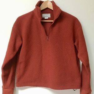 Everlane Renew Half Zip Fleece-XXS- Brick Red
